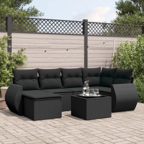 7-piece garden dining set and black synthetic rattan cushions by , Modular outdoor sofas - Ref: Foro24-3221664, Price: 436,92...