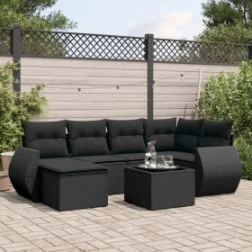 7-piece garden dining set and black synthetic rattan cushions by , Modular outdoor sofas - Ref: Foro24-3221664, Price: 469,13...