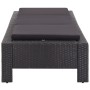 Tumbona con cojín de ratán sintético negro de vidaXL, Tumbonas - Ref: Foro24-46237, Precio: 167,51 €, Descuento: %