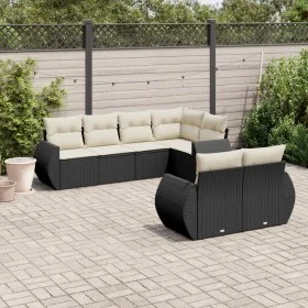 7-piece garden dining set and black synthetic rattan cushions by , Modular outdoor sofas - Ref: Foro24-3221605, Price: 518,18...