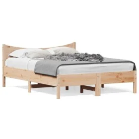 Solid pine wood bed frame 120x200 cm by , Beds and slatted bases - Ref: Foro24-844729, Price: 102,74 €, Discount: %