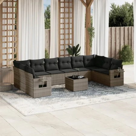 11-teilige Gartensofagarnitur und graue synthetische Rattankissen von , Gartensets - Ref: Foro24-3253017, Preis: 670,85 €, Ra...