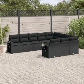 Garden sofa set 10 pieces with black synthetic rattan cushions by , Garden sets - Ref: Foro24-3253022, Price: 648,66 €, Disco...