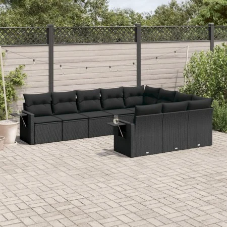 Garden sofa set 10 pieces with black synthetic rattan cushions by , Garden sets - Ref: Foro24-3253022, Price: 648,66 €, Disco...
