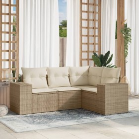Garden sofa set with cushions 4 pieces beige synthetic rattan by , Garden sets - Ref: Foro24-3254845, Price: 350,22 €, Discou...