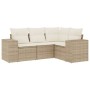 Garden sofa set with cushions 4 pieces beige synthetic rattan by , Garden sets - Ref: Foro24-3254845, Price: 350,22 €, Discou...