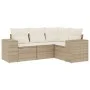 Garden sofa set with cushions 4 pieces beige synthetic rattan by , Garden sets - Ref: Foro24-3254845, Price: 360,98 €, Discou...