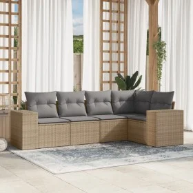 Garden sofa set with cushions 5 pieces beige synthetic rattan by , Garden sets - Ref: Foro24-3254866, Price: 387,28 €, Discou...