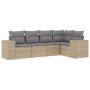 Garden sofa set with cushions 5 pieces beige synthetic rattan by , Garden sets - Ref: Foro24-3254866, Price: 372,84 €, Discou...