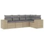 Garden sofa set with cushions 5 pieces beige synthetic rattan by , Garden sets - Ref: Foro24-3254866, Price: 387,28 €, Discou...