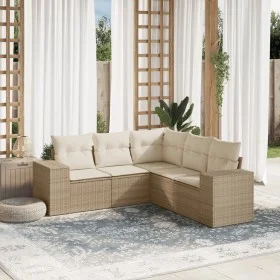 Garden sofa set with cushions 5 pieces beige synthetic rattan by , Garden sets - Ref: Foro24-3254885, Price: 416,42 €, Discou...