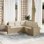 Gartensofa-Set mit Kissen, 5-teilig, beiges synthetisches Rattan von , Gartensets - Ref: Foro24-3254885, Preis: 416,46 €, Rab...