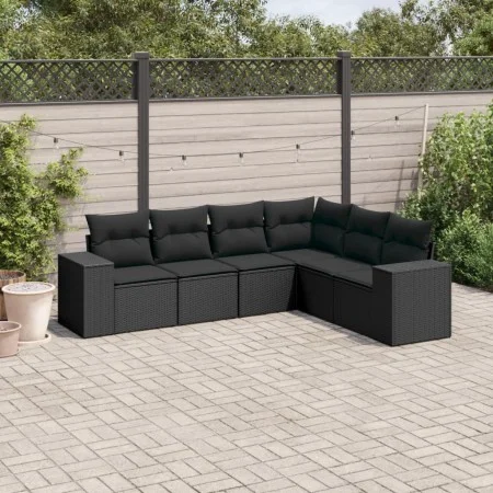6-piece garden sofa set and black synthetic rattan cushions by , Garden sets - Ref: Foro24-3222604, Price: 463,49 €, Discount: %
