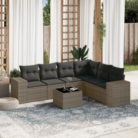 7-piece garden sofa set with gray PE rattan cushions by , Garden sets - Ref: Foro24-3222619, Price: 435,55 €, Discount: %