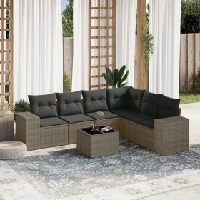 7-teiliges Gartensofa-Set mit grauen PE-Rattan-Kissen von , Gartensets - Ref: Foro24-3222619, Preis: 443,11 €, Rabatt: %