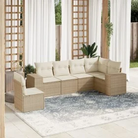 Garden sofa set with cushions 6 pieces beige synthetic rattan by , Garden sets - Ref: Foro24-3222627, Price: 434,74 €, Discou...