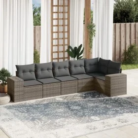 6-piece garden furniture set and gray synthetic rattan cushions by , Garden sets - Ref: Foro24-3222589, Price: 396,07 €, Disc...