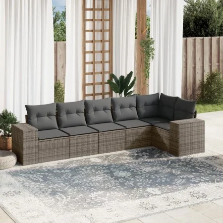 6-teiliges Gartenmöbel-Set und graue synthetische Rattankissen von , Gartensets - Ref: Foro24-3222589, Preis: 396,07 €, Rabat...