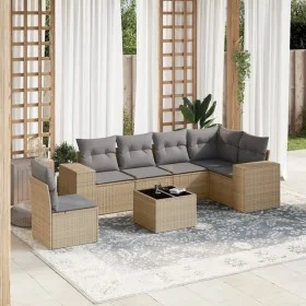 7-piece garden sofa set and beige synthetic rattan cushions by , Garden sets - Ref: Foro24-3222638, Price: 459,75 €, Discount: %