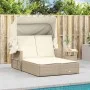 Doppelte Sonnenliege mit Verdeck und beigen synthetischen Rattankissen von , Liegen - Ref: Foro24-365810, Preis: 347,63 €, Ra...
