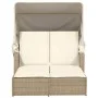Doppelte Sonnenliege mit Verdeck und beigen synthetischen Rattankissen von , Liegen - Ref: Foro24-365810, Preis: 347,63 €, Ra...