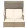 Double sun lounger with hood and beige synthetic rattan cushions by , Loungers - Ref: Foro24-365810, Price: 327,34 €, Discoun...