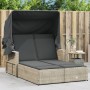 Double sun lounger with hood and light gray synthetic rattan cushions by , Loungers - Ref: Foro24-365812, Price: 339,61 €, Di...