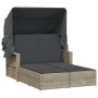 Double sun lounger with hood and light gray synthetic rattan cushions by , Loungers - Ref: Foro24-365812, Price: 339,61 €, Di...