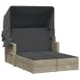 Double sun lounger with hood and light gray synthetic rattan cushions by , Loungers - Ref: Foro24-365812, Price: 357,81 €, Di...
