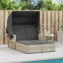 Double sun lounger with hood and light gray synthetic rattan cushions by , Loungers - Ref: Foro24-365812, Price: 339,61 €, Di...