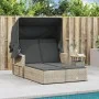 Double sun lounger with hood and light gray synthetic rattan cushions by , Loungers - Ref: Foro24-365812, Price: 357,81 €, Di...