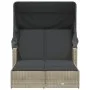 Double sun lounger with hood and light gray synthetic rattan cushions by , Loungers - Ref: Foro24-365812, Price: 357,81 €, Di...