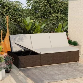 Tumbona convertible con cojín de ratán sintético marrón de vidaXL, Camas para exteriores - Ref: Foro24-46243, Precio: 366,00 ...