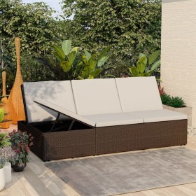 Tumbona convertible con cojín de ratán sintético marrón de vidaXL, Camas para exteriores - Ref: Foro24-46243, Precio: 352,85 ...
