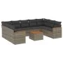 10-piece garden sofa set with gray synthetic rattan cushions by , Garden sets - Ref: Foro24-3258686, Price: 589,54 €, Discoun...
