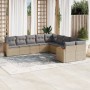 Gartensofa-Set mit beigen Kissen, 10-teilig, synthetisches Rattan von , Gartensets - Ref: Foro24-3258755, Preis: 624,09 €, Ra...