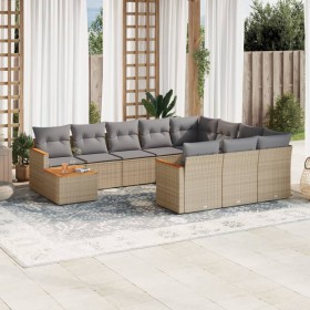 Set de sofás de jardín 11pzas con cojines ratán sintético beige de , Conjuntos de jardín - Ref: Foro24-3258769, Precio: 665,6...