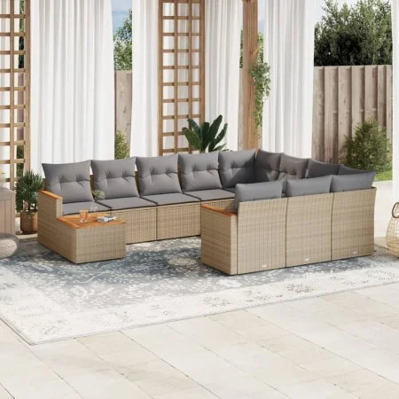 11-teiliges Gartensofa-Set mit beigen synthetischen Rattankissen von , Gartensets - Ref: Foro24-3258769, Preis: 655,44 €, Rab...