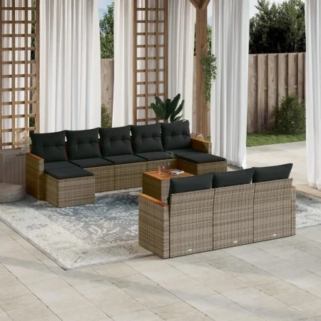 11-piece garden sofa set and gray synthetic rattan cushions by , Garden sets - Ref: Foro24-3258826, Price: 630,68 €, Discount: %