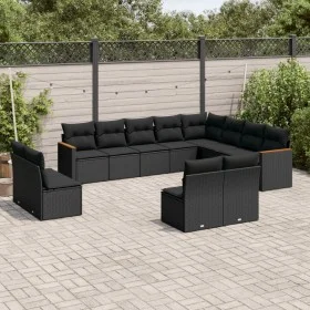 Garden sofa set 12 pieces with black synthetic rattan cushions by , Garden sets - Ref: Foro24-3258870, Price: 756,32 €, Disco...