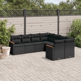 Set de sofás de jardín 8 piezas y cojines ratán sintético negro de , Conjuntos de jardín - Ref: Foro24-3258954, Precio: 535,6...
