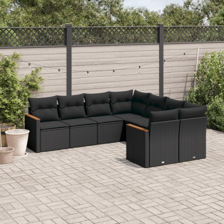 Set de sofás de jardín 8 piezas y cojines ratán sintético negro de , Conjuntos de jardín - Ref: Foro24-3258954, Precio: 563,6...
