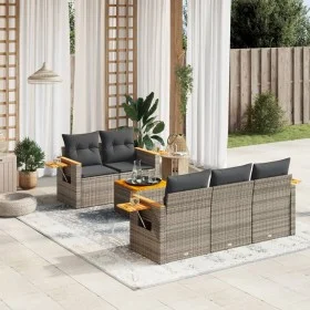 6-piece garden furniture set and gray synthetic rattan cushions by , Garden sets - Ref: Foro24-3259029, Price: 424,32 €, Disc...