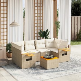 Set sofás de jardín 7 piezas y cojines ratán sintético beige de , Conjuntos de jardín - Ref: Foro24-3259041, Precio: 526,23 €...