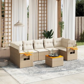 Gartensofa-Set mit beigen Kissen 8 Stück PE-Rattan von , Gartensets - Ref: Foro24-3259055, Preis: 540,42 €, Rabatt: %