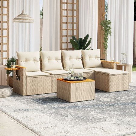 Garden sofa set with cushions 6 pieces beige synthetic rattan by , Garden sets - Ref: Foro24-3259167, Price: 422,14 €, Discou...