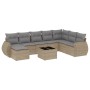 9-teiliges Gartensofa-Set mit beigen synthetischen Rattankissen von , Modulare Sofas für den Außenbereich - Ref: Foro24-32217...