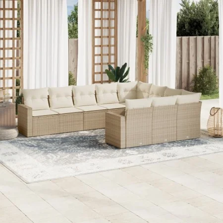 Garden sofa set with beige cushions 10 pieces synthetic rattan by , Modular outdoor sofas - Ref: Foro24-3251825, Price: 670,7...