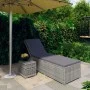 Lounger with cushion and gray synthetic rattan table by vidaXL, Loungers - Ref: Foro24-46227, Price: 171,08 €, Discount: %