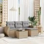 Garden sofa set with cushions 5 pieces beige synthetic rattan by , Garden sets - Ref: Foro24-3253616, Price: 335,56 €, Discou...